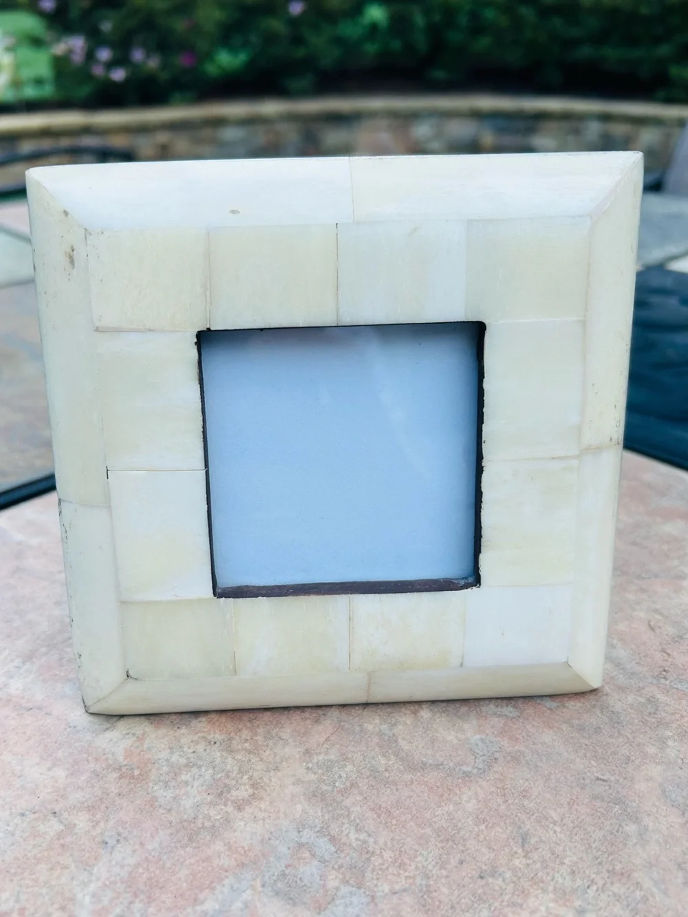 Vintage Ivory Bone & Teak wood  Tiled Photo Frame